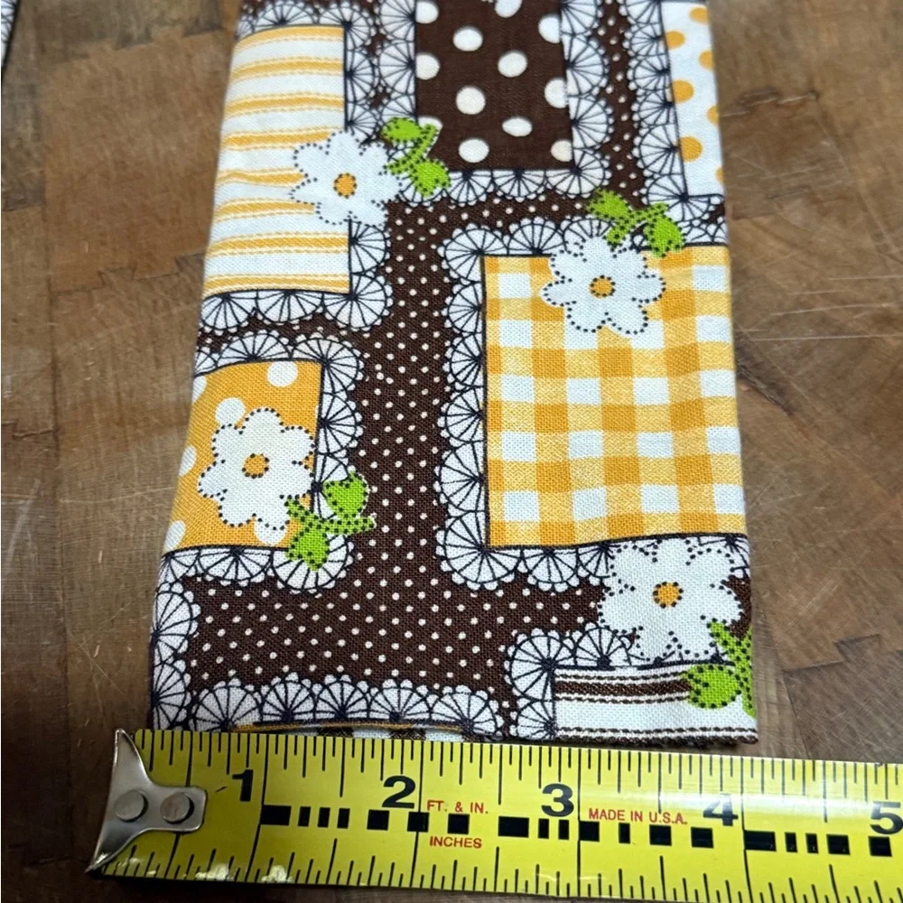 Vintage Brown and Yellow Floral Patchwork Napkins Set of 6